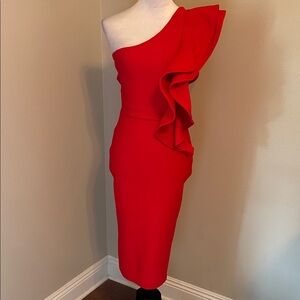 NWOT Elegant Red Bodycon One-Shoulder Dress